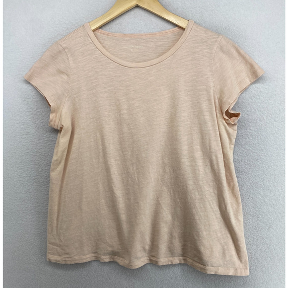 Eileen Fisher Tops - EILEEN FISHER Top S Slub Organic Cotton Jersey Crewneck Short Sleeve Peach Pink